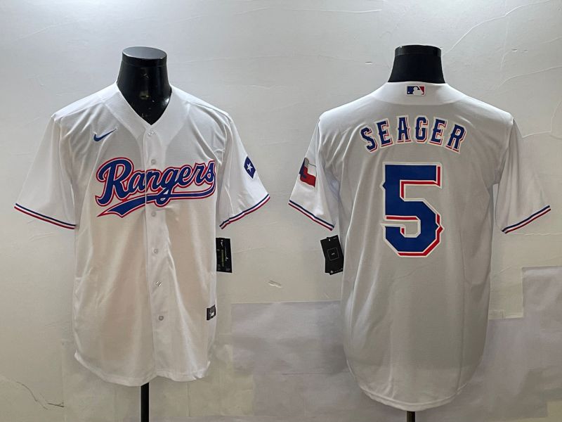Men Texas Rangers #5 Seager White Game 2025 Nike MLB Jersey style 1->texas rangers->MLB Jersey